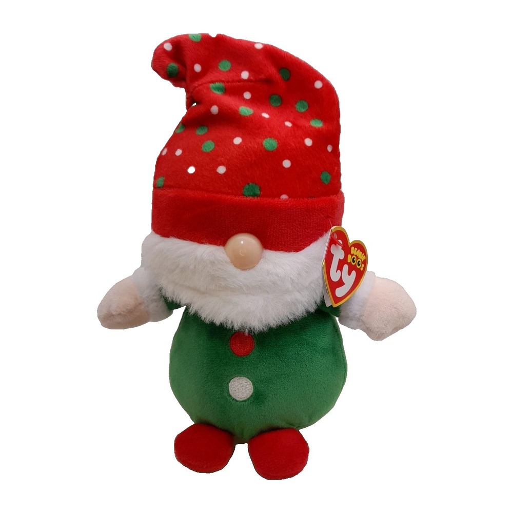 Ty Beanie Boos Gnolan Christmas Gnome 6" Plush Glitter Eyes Holiday 2023 MWMT